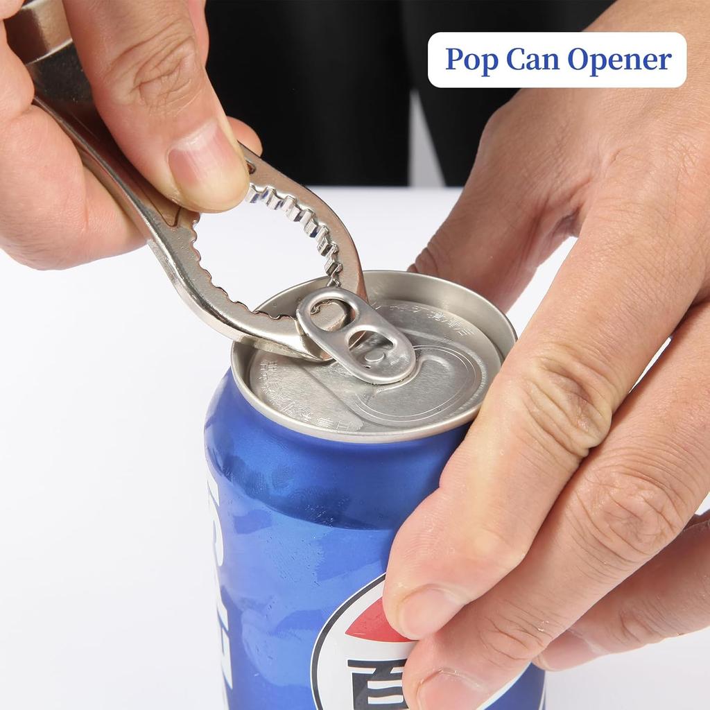 Mason Jar Opener, Canning Jar Opener for Sealed Lids, Beer Bottle Opener, Soda Can Opener, Beer Can Opener(Silver)