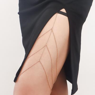 European and American Jewelry, Casual Versatile Leg Ring Body Chain, Sexy Sweet and Cool Wind Elastic Belt Metal Wind Thigh Chain
