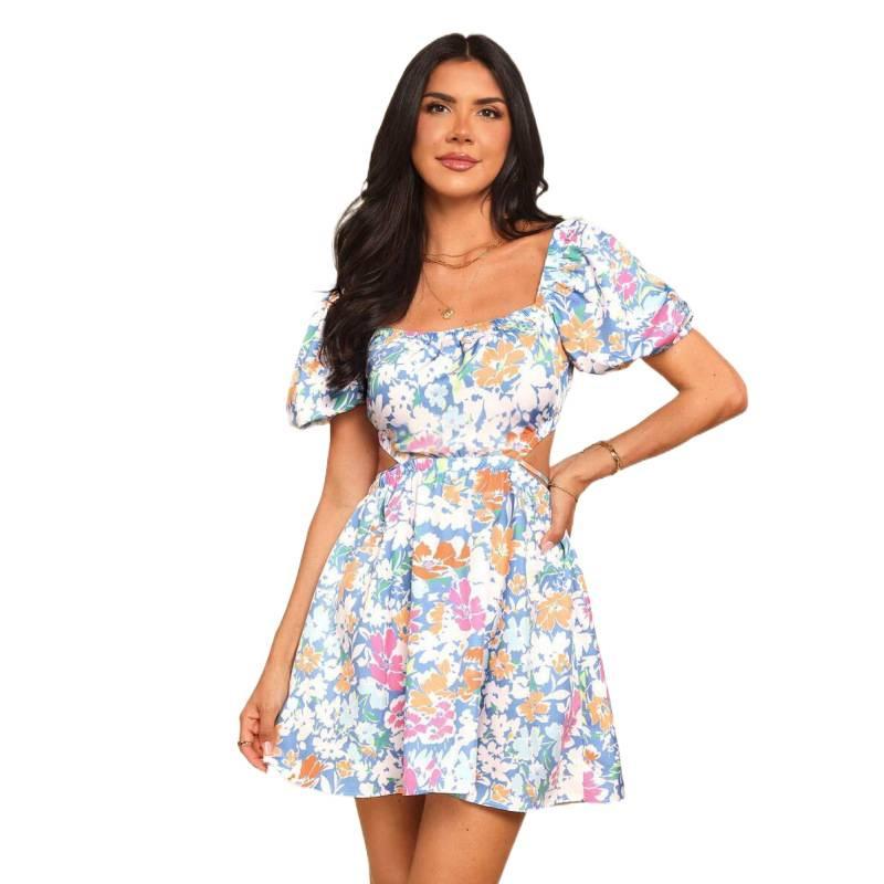 Europe, America 2026 summer new seaside vacation flower print sweet age-reducing floral dress
