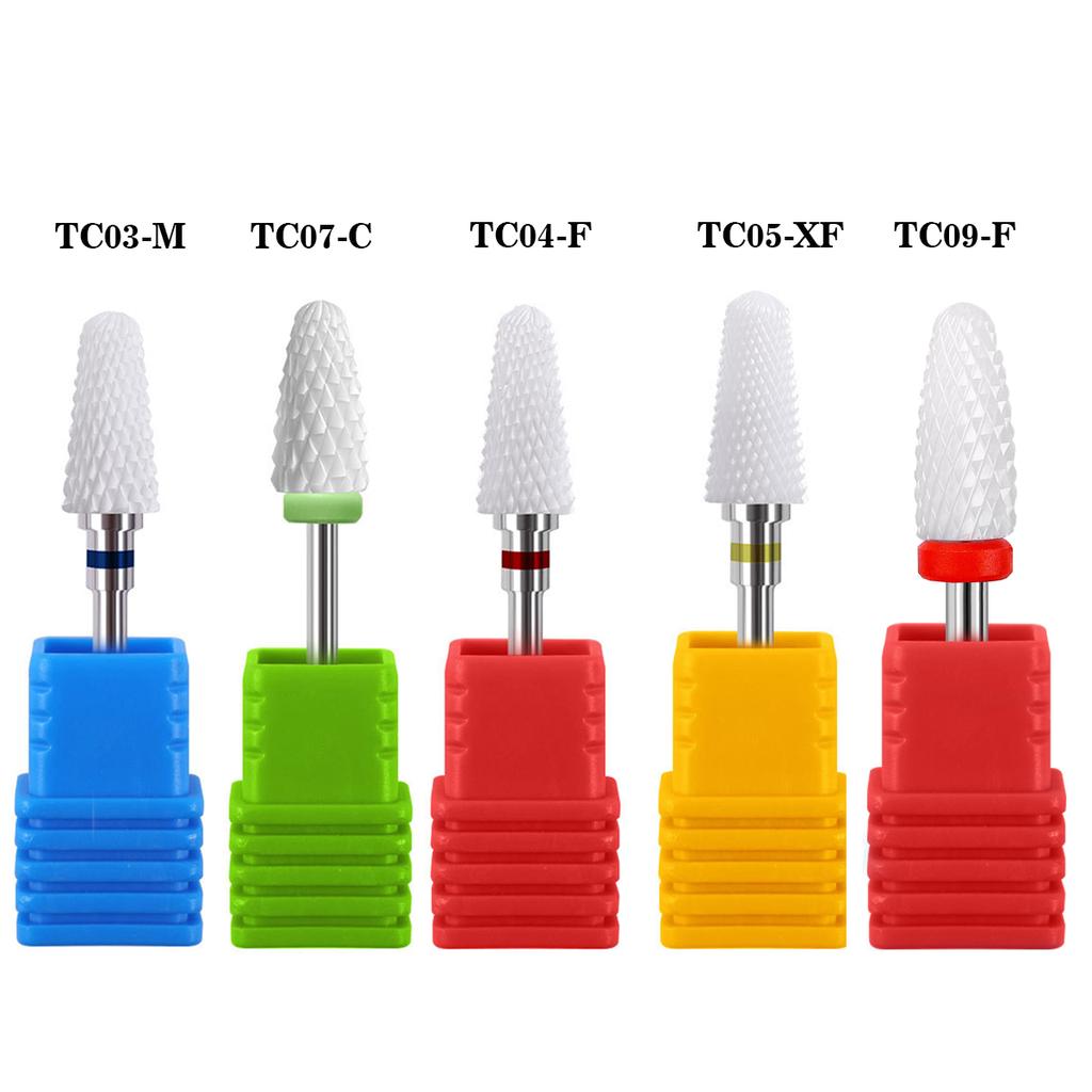 1/5pcs Ceramic Nail Drill Bits Milling Cutter Nail Files Grinding Head Electric Pedicure Manicure Polish Cuticle Clean Nail Tool