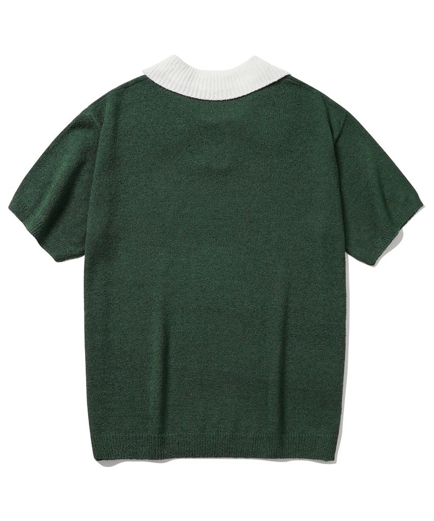 GRAYBLVD Glow Open Collar Knit Short Sleeve Gkbst32 (Green)