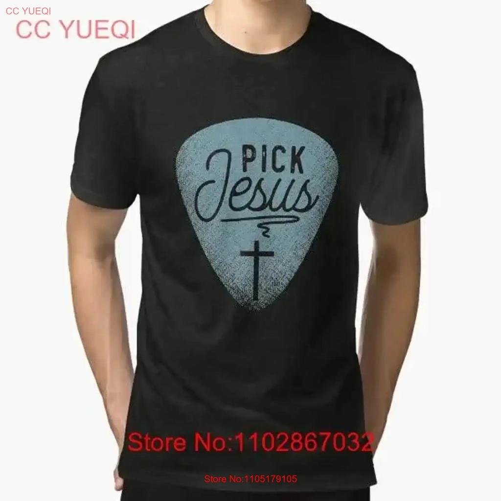 Pick Jesus Religious Musician Idea Guitar Worship Best T Shirt Vintage Breathable Comfortable Soft Casual Vintage