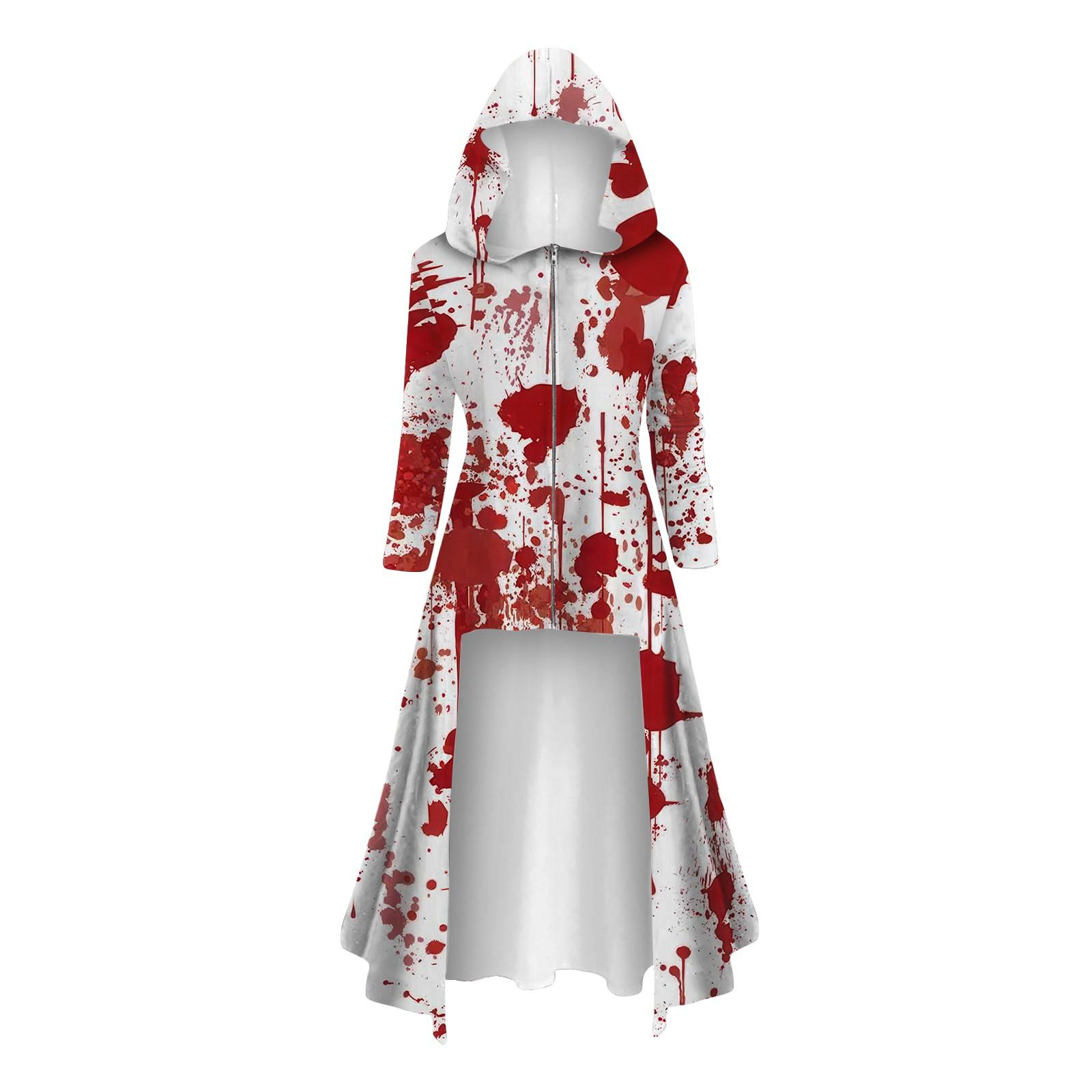 

Модные женские топы на Хэллоуин с длинными рукавами и длинными капюшонами, винтажные накидки на молнии, свободные платья XXXL