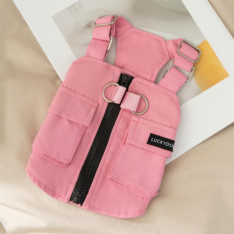 Japanese and Korean Style Autumn and Winter Dog Trendy Cool Tooling Strap Vest Medium and Small Dog Pet Teddy Clothes
