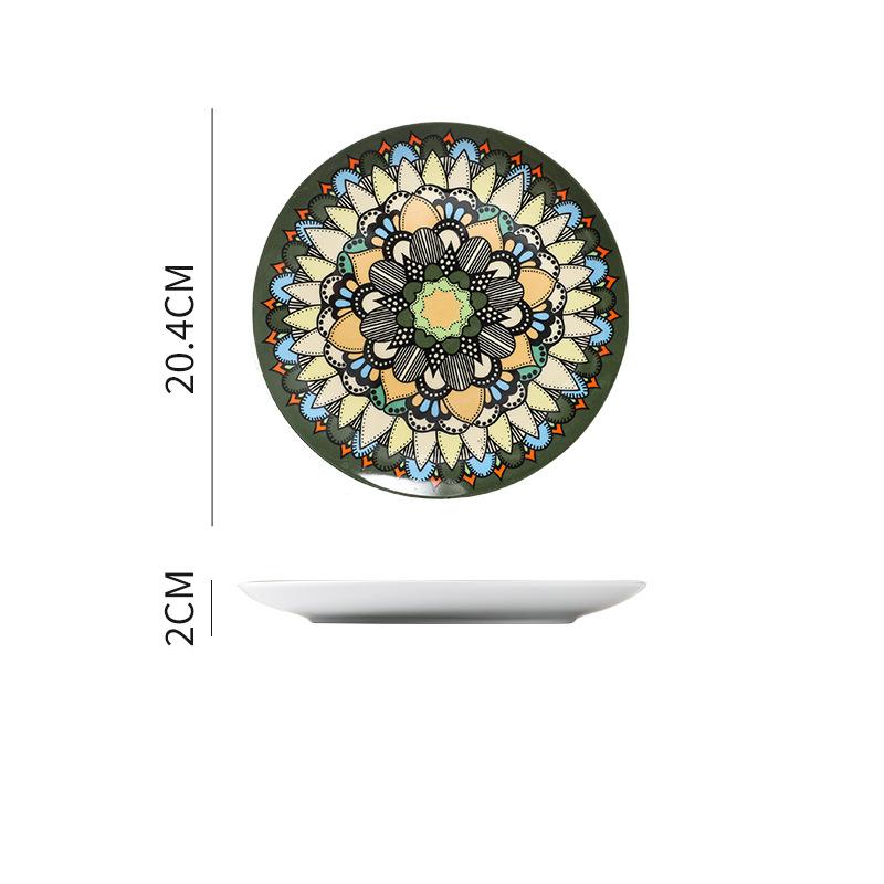 Bohemian Plate Western Ceramic Dish Moroccan North European Creative Steak Plate Flat Cake Dessert Dinnerware Home Decoration