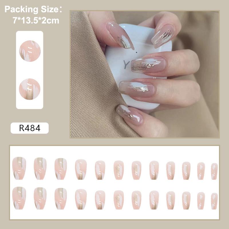 24Pcs Korean Fresh False Nails Patch Artificial Press On Wearing False Nails Detachable Fake Fingernails Full Cover Nail Tips