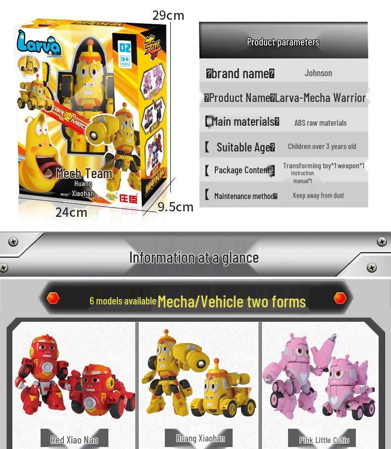 Laughing Larva Toys: Mecha Team Transforming Car-Robot Set for Boys