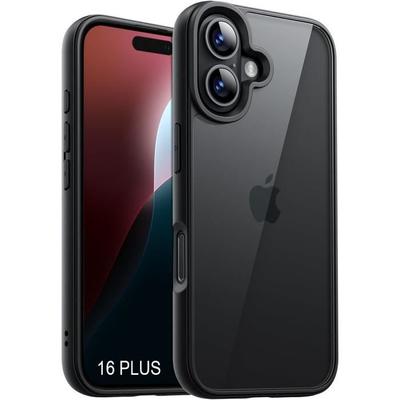 Case for iPhone 16 Plus - Black Rigid Shockproof Case with Translucent Back