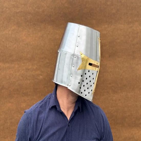 Templerhelm aus Stahl Perfekt für Mittelalter-LARP, Rollenspiel Sammler Einzigartiges Weihnachtsgeschenk für Ihn