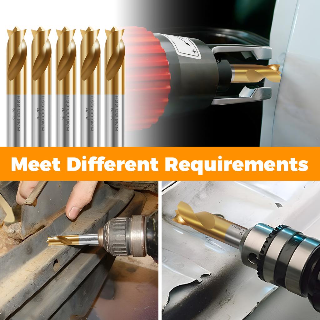 5/3pcs Cobalt Spot Weld Drill Bit Set Kit 6.5/8/10mm Titanium Coated High Speed Cobalt Steel Weld Cutter Drill Bit Weld Removal