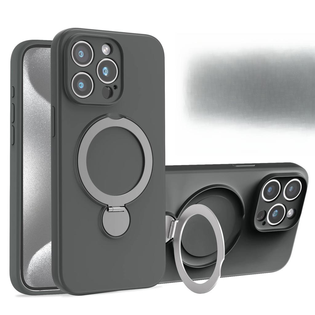 Applicable To Apple 16pro Mobile Phone Case Magnetic Suction Bracket 360° Rotating IPhone 15 Liquid 14 Anti-fall Protection Case