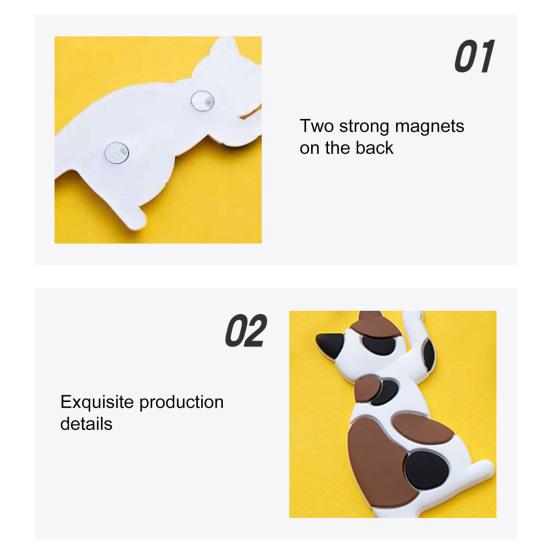 Fridge Sticker with Hook High Toughness 3D Realistic Cartoon Cat Design Refrigerator Sticker Decorative Fridge Accessory