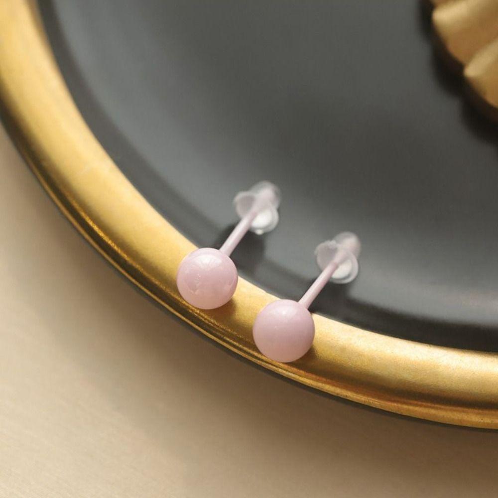 Ceramics Beanie Stud Earring Fashion Design Round Bead Earrings Cream Color Bead Earring  Lady