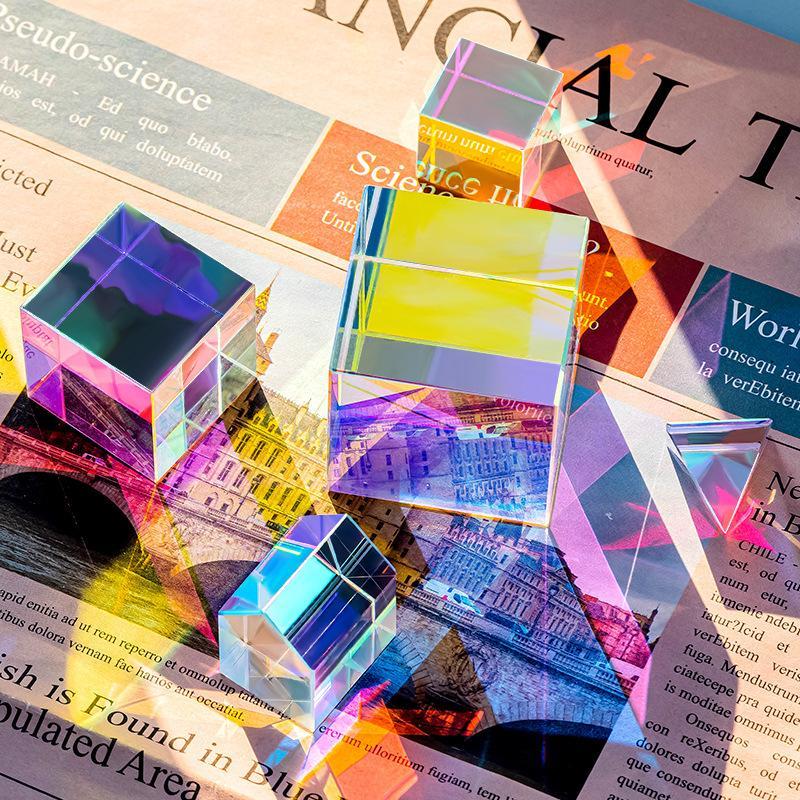 Science Magic Prism Cube 15/20Mm Hexahedral Crystal Magic Cmy Cube 3D Color Cube Prism For Photography