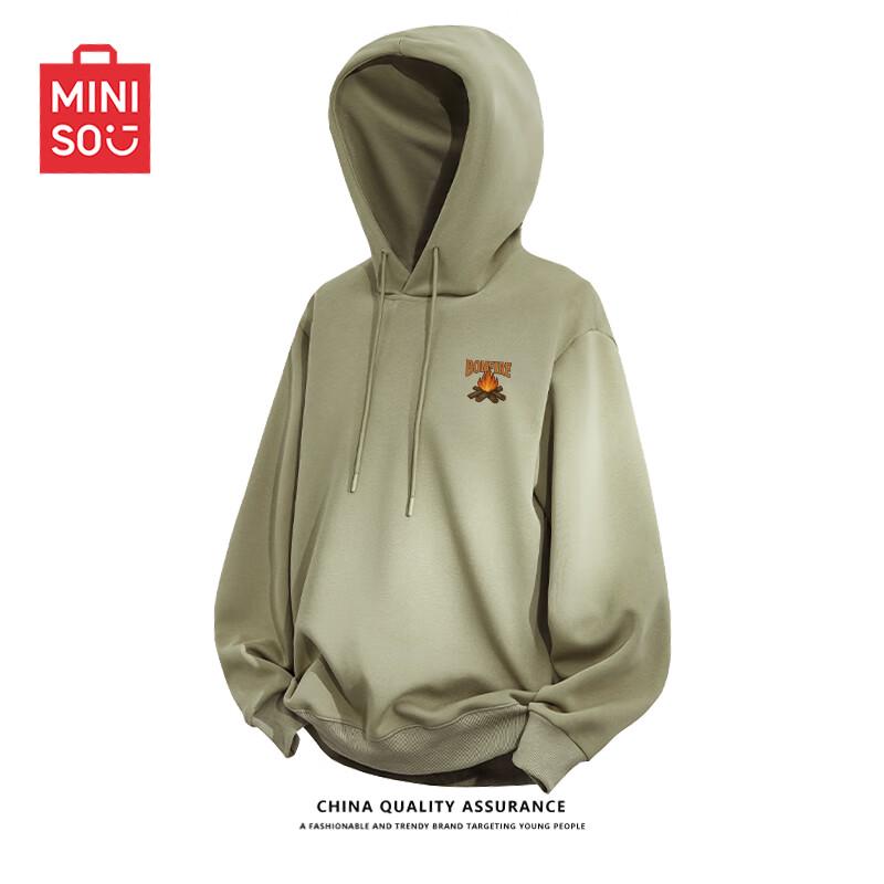 MINISO Men's Oversized Hooded Long-Sleeve Pullover Sweatshirt