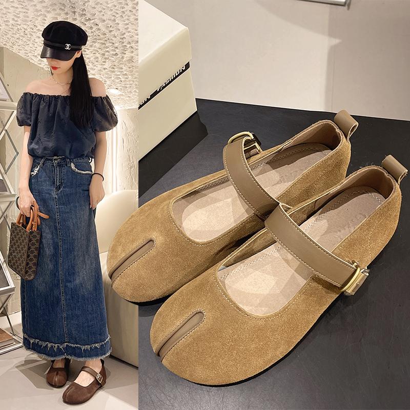 Mode Flats Damskor Delad Tå Mary Jane 2025 Höst Vår Nya Casual Retro Damskor Damer Loafers Kvinnor