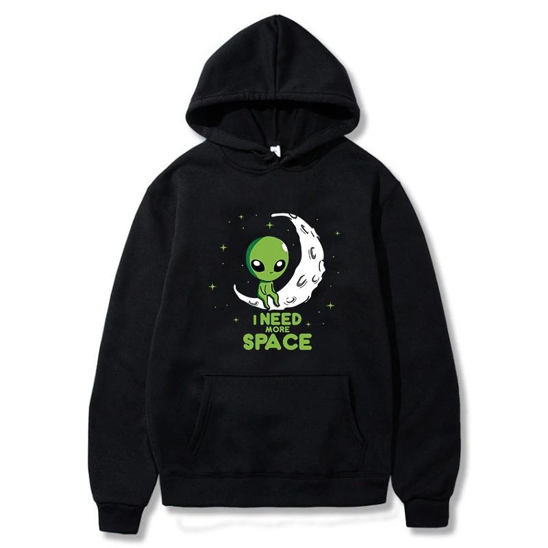 

Горячая Распродажа Толстовка с капюшоном I Need More Space Green Alien Print Hoody Женская унисекс винтажная повседневная толстовка унисекс с длинным рукавом пуловеры L