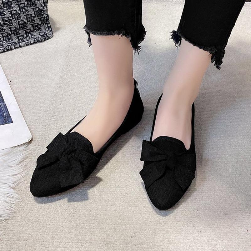 Large Size Casual Single Shoes Women's Spring Bow Fashion Outer Wear Versatile Casual Doudou Shoes