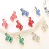 Vintage White Oil Dripping Flower Stud Earrings For Women Korean Metal Irregular Petal Post Earrings Zircon Party Accessories