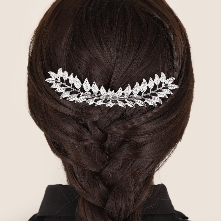 Metal Gold Color Leaf Hair Combs Hair Accessories Side Combs Straight Teeth Hairpins Clips Bridal Wedding Veil Comb Accessories