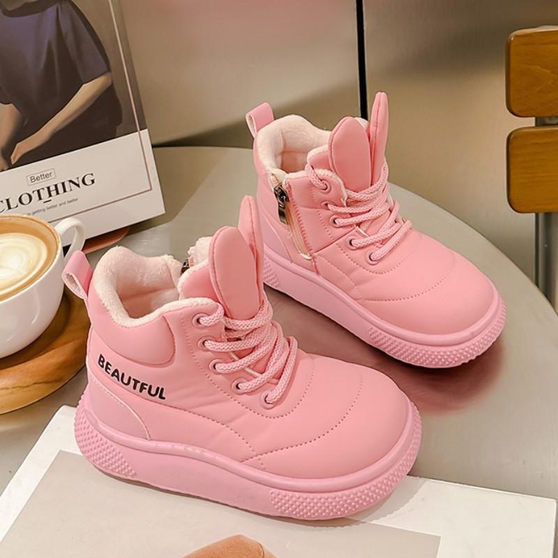 

Дівчачі дві бавовняні туфлі 2025 осінь та зима нові дитячі оксамитові теплі туфлі дівчачі принцеси бавовняні черевики на м якій підошві для дітей середнього та старшого віку 34 рожевий