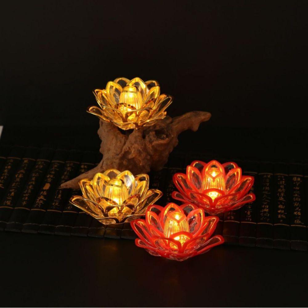Plastic Flameless Tea Light Electronic Lotus Lamp Decorative Lighting Flameless Candle Lamp Home