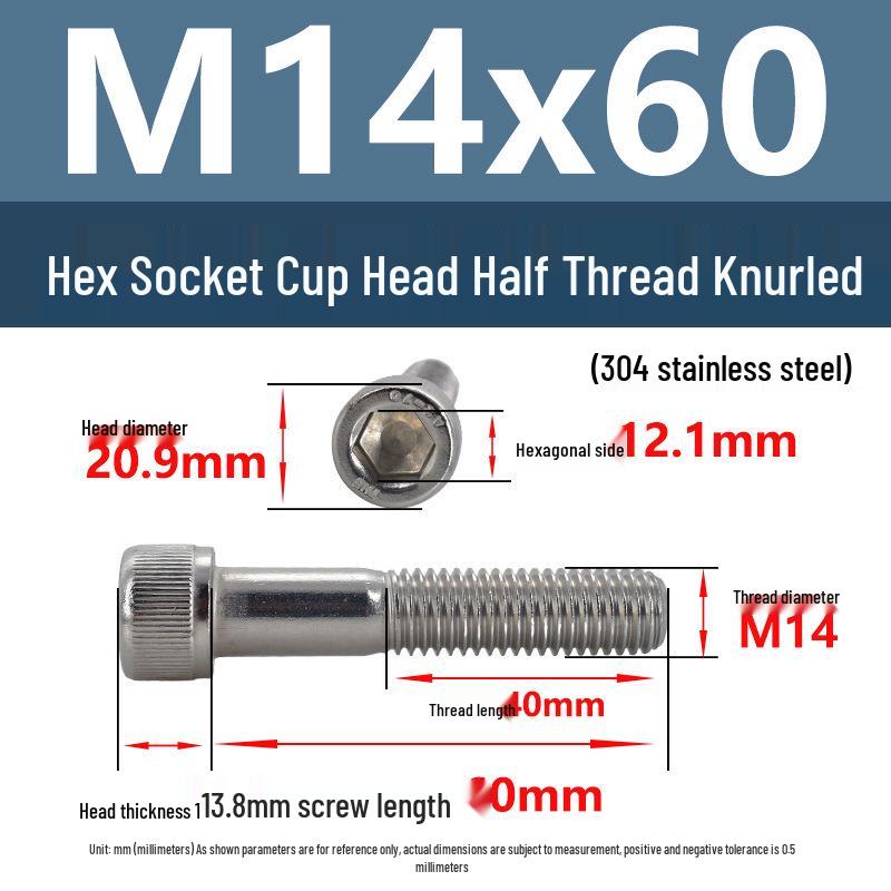304 Stainless Steel Hex Socket Screws M4-M20, Cylindrical Head, Partial Thread Bolts