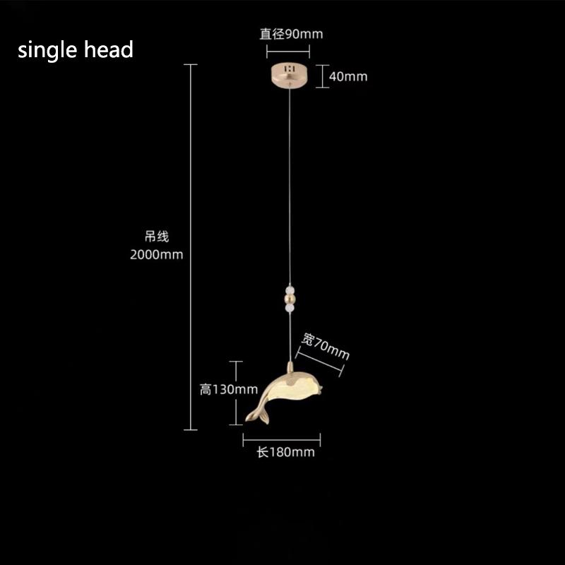 

2024 новая светодиодная персонализированная креативная люстра в виде кита для спальни, подвесные светильники, подвесной светильник, внутреннее освещение trichromatic light