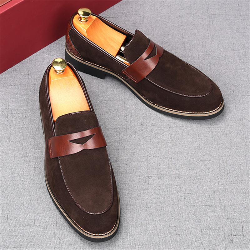 Fashion Luxury Fashion Men's Suede Leather Casual Shoes Male Flats Penny Loafter Homecoming Wedding Dress Prom Zapatillas Hombre