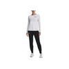 Under Armour Script Wordmark Solid Logo Print Crew Neck Long Sleeve T-Shirt Women Tops White 1374188-100