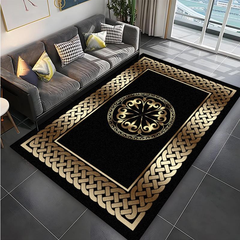 Modern Golden Luxury Carpet for Living Room Abstract Large Size Carpets Non-slip Bedroom Decoration Rug 200x300 Coffee Table Mat