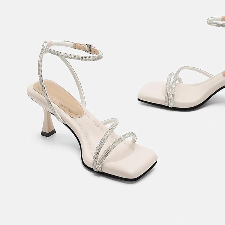 Fashion 2025 Summer Women's Sandals New Open Toe High-heeled Sandal Shoes with Buckle Simple Elegant Stiletto