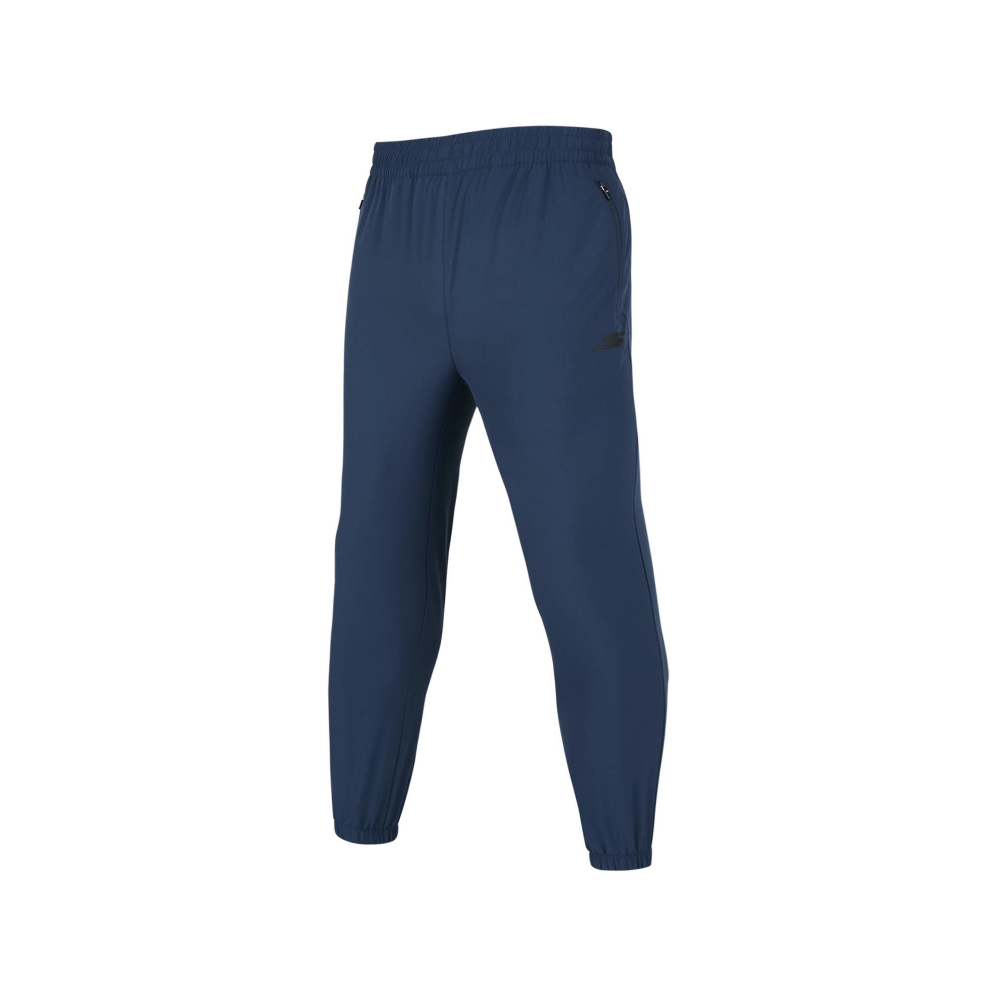 Skechers Ice Skin Quick-Dry Pants Solid Color Mid-Rise Breathable Quick-Dry Tapered Knit Sports Pants Men pants Navy-Blue P224M106-02MZ S