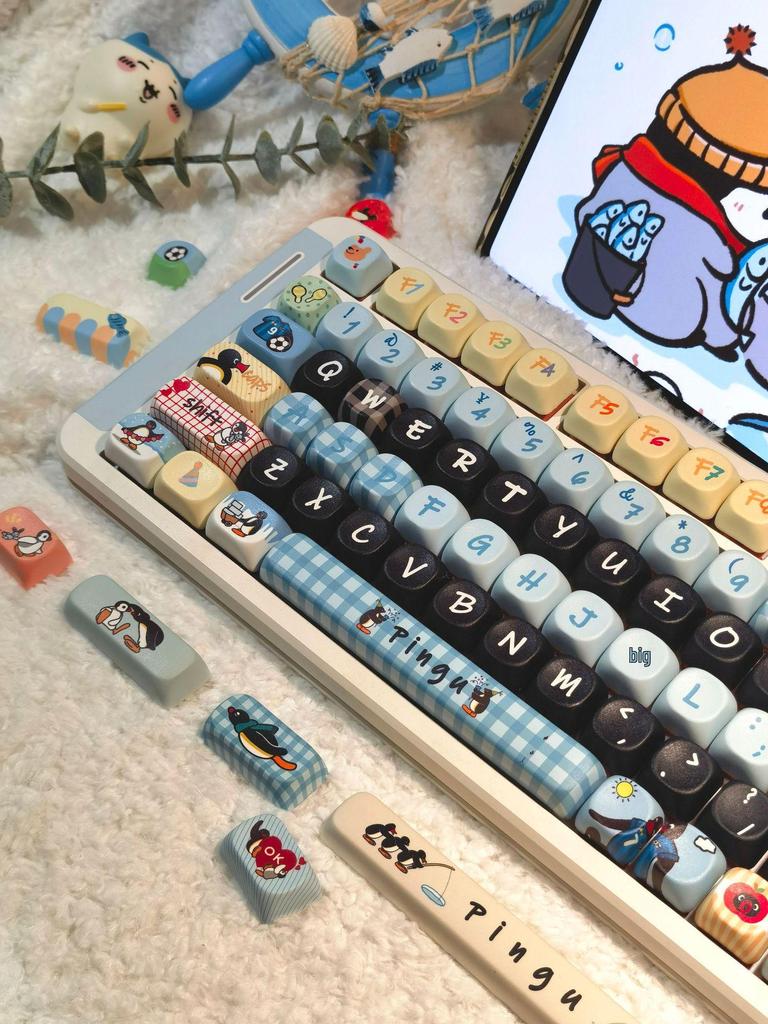 Pingu Keycaps DIY Cute Cartoon Girl for Mechanical Keyboards (87/98/108 Keys)