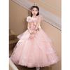 Girls Princess Dress Pink Formal Gown Pageant Piano Performance Kids Party Wear