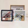 Travel Adventure Archive Shadow Box Square Ticket Stub Stamp Letter Photo Keepsake Storage Box with Slot Home Office Desktop Decoration