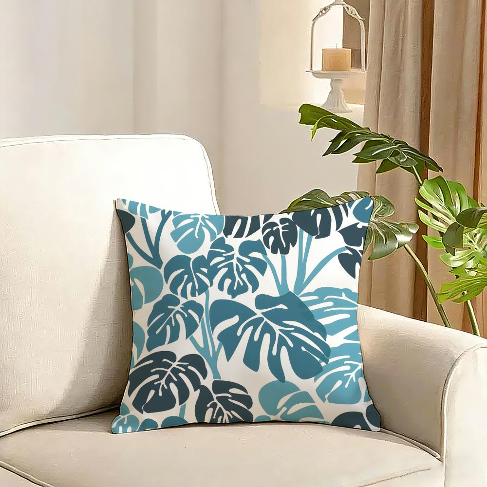 Modern Style Leaf Cushion Cover Reversible Plush Pillow Cover Soft Fluffy Home Decor for Sofa Bedroom