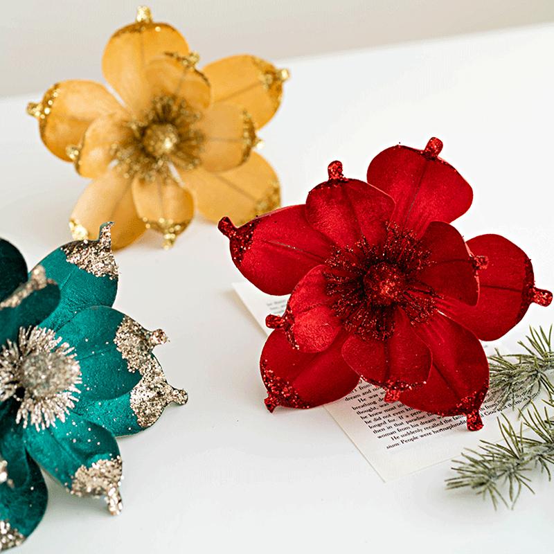 1PC Beautiful Sequins Home Decor Wedding Magnolia Simulation Flower Christmas Ornament