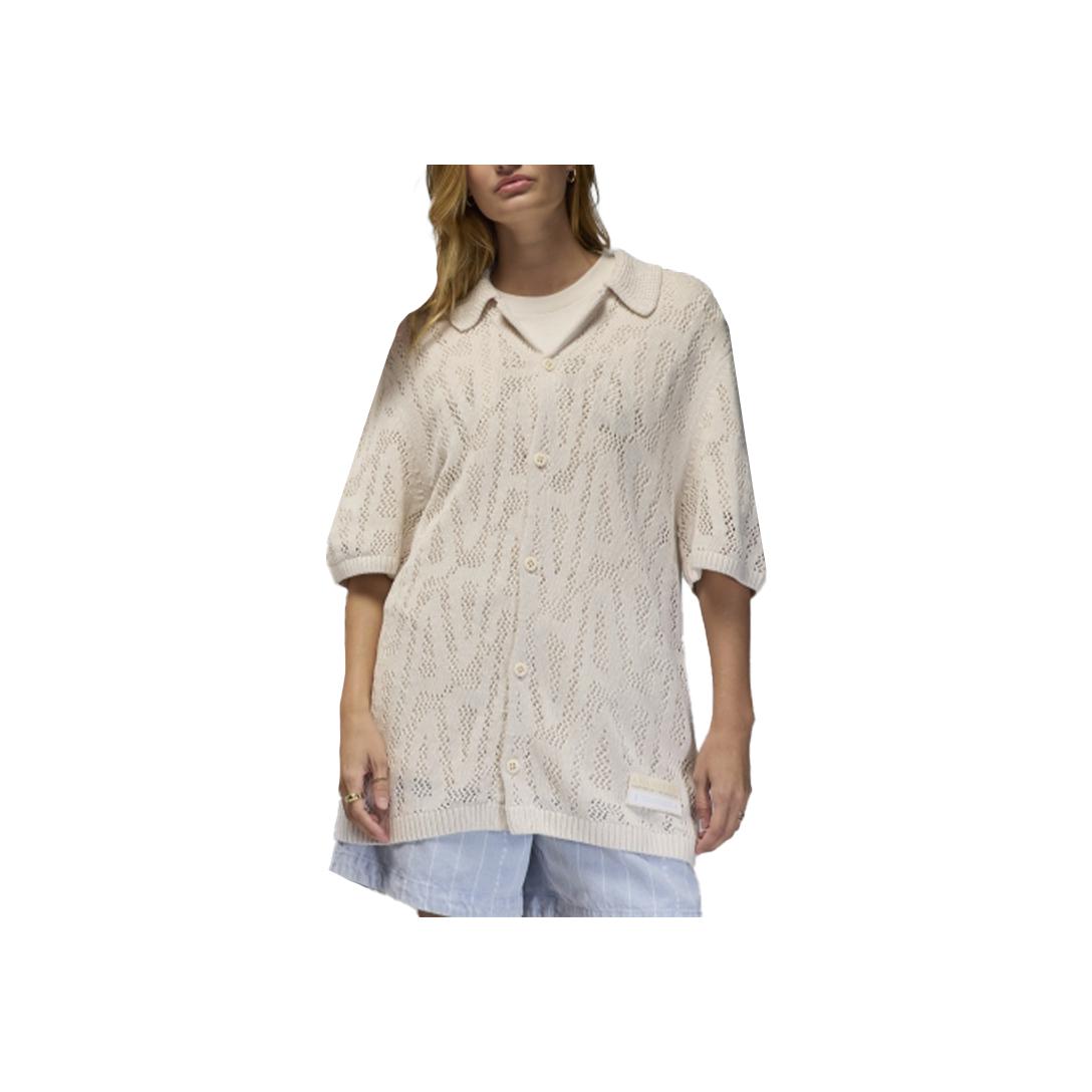 

Jordan X A Ma Maniére Collaboration Solid Color Outdoor Casual Sports Short Sleeve Knit Shirt Unisex tops Phantom-Gray White HF0535-030 3XL