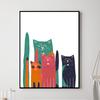 Nordic Spring Cute Cats Poster Hand Drawn Wall Art Canvas Painting Colorful Minimalist Picture For Living Room Home Decoration