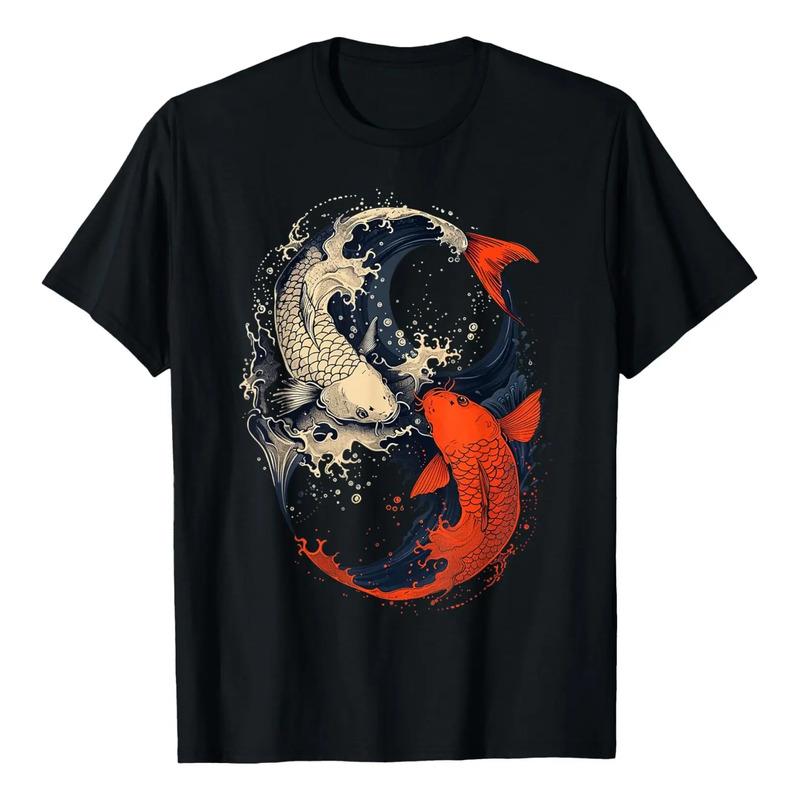 Camiseta Japonesa De Anime Con Forma De Pez Koi, Yin Yang, T S