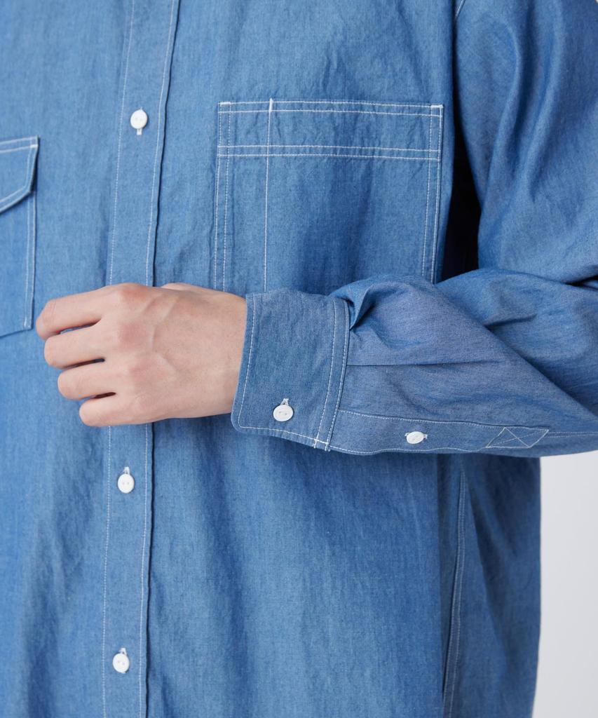Chambray Work Shirt Tops Shirt Long Sleeve BLUE M [Snow Peak] SH-26SU003 Men's Women's