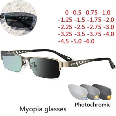 Photochromic Myopia Glasses Men Minus Diopter Glasses Finished Nearsighted Eyeglasses Short Sight Eyewear