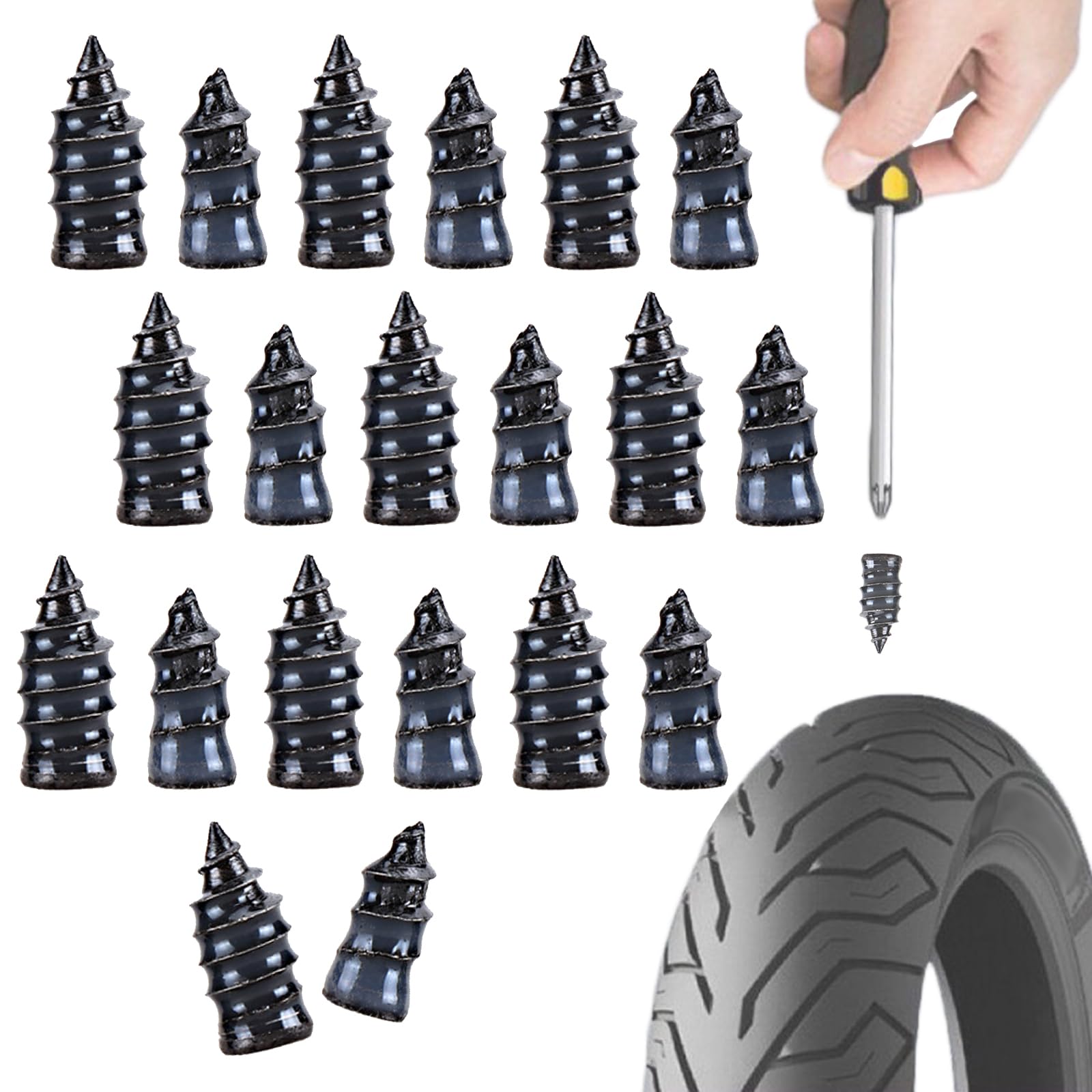 

YANYULI Tire Repair Rubber Nails, 20 Pieces, Tire Repair Rubber Nails, Tire Puncture Nails,