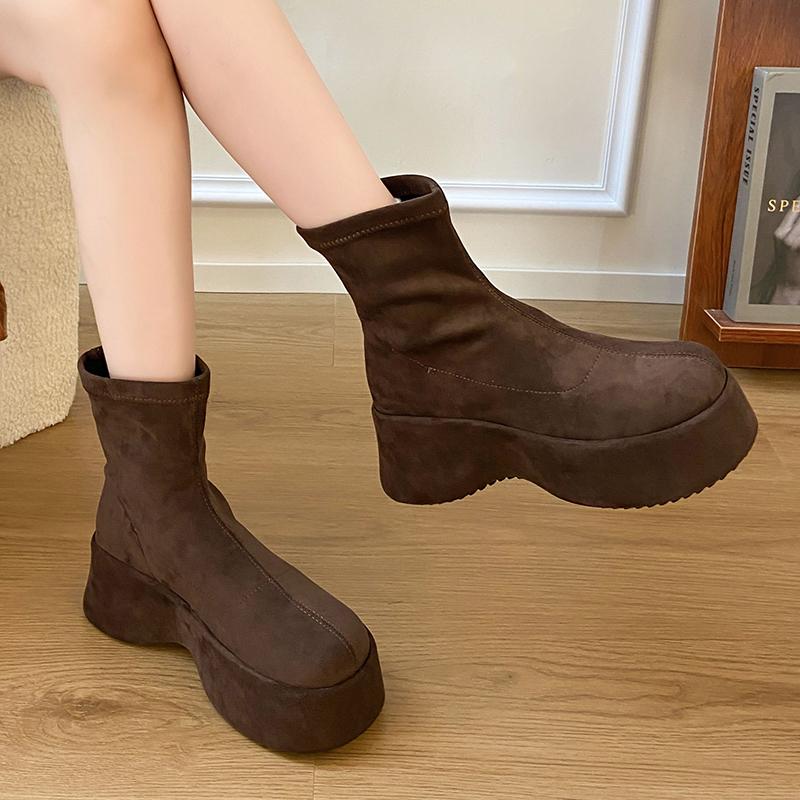 Fashion Wedges Women Ankle Boots Platform Shoes Winter Warm Non Slip Shoes Dress Elegant Retro Woman Pumps 2025 New Trend Femme