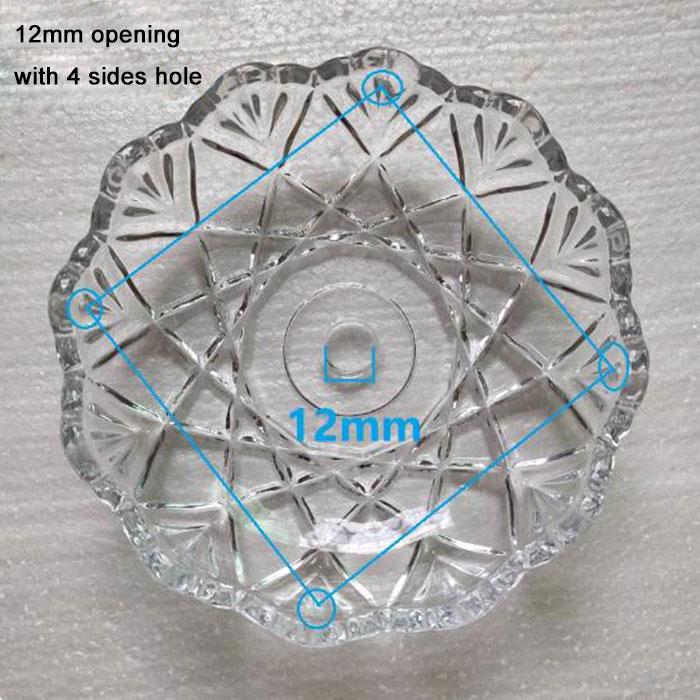 D12xH3cm Bernstein Grau Glas Tropfschalen Ersatz mit 4 Seitenlöchern,Klares Cognac Kristall Tropfschalen Schale mit 12mm 26mm 30mm Öffnung