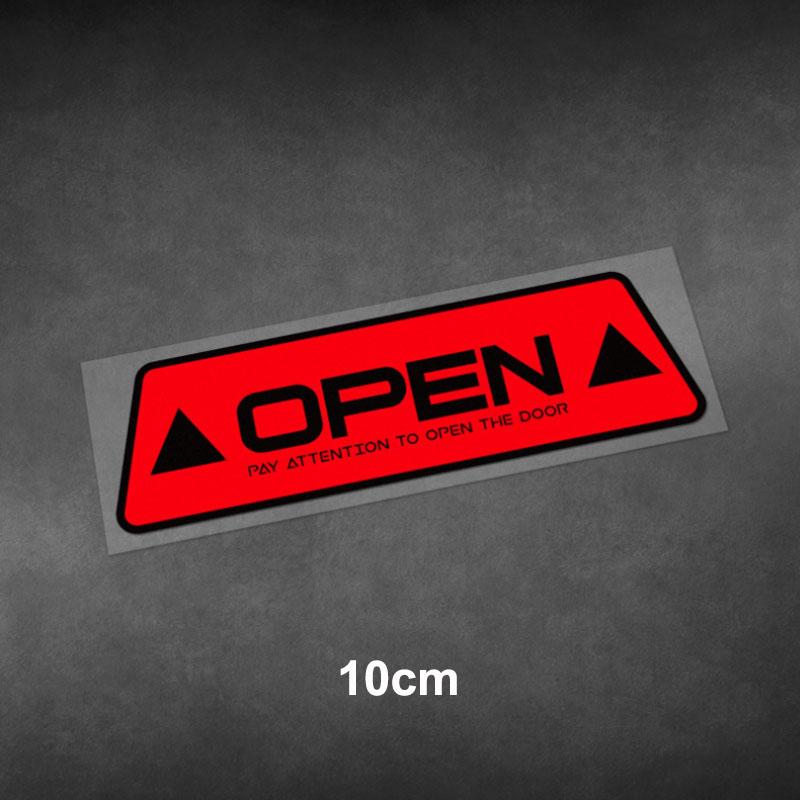 OPEN Reflective Car Door Safety Warning Sticker Electric Tailgate Warning Trunk Reminder Decals Vinyl Waterproof Car Pegatinas