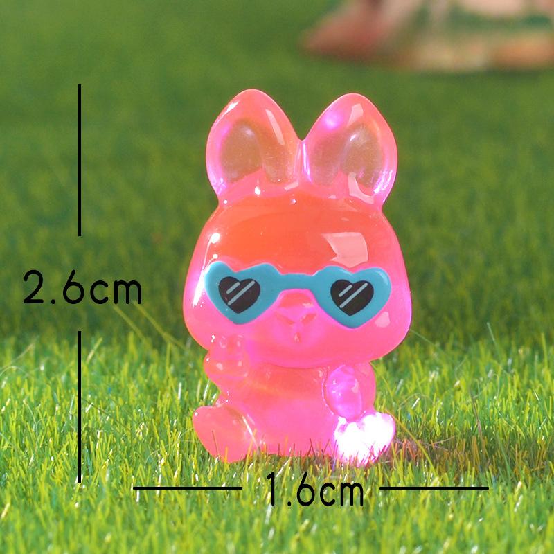 Sunglasses Animal Garden Glow-in-light Small Ornaments Cute Little Rabbit Bear Resin Accessories