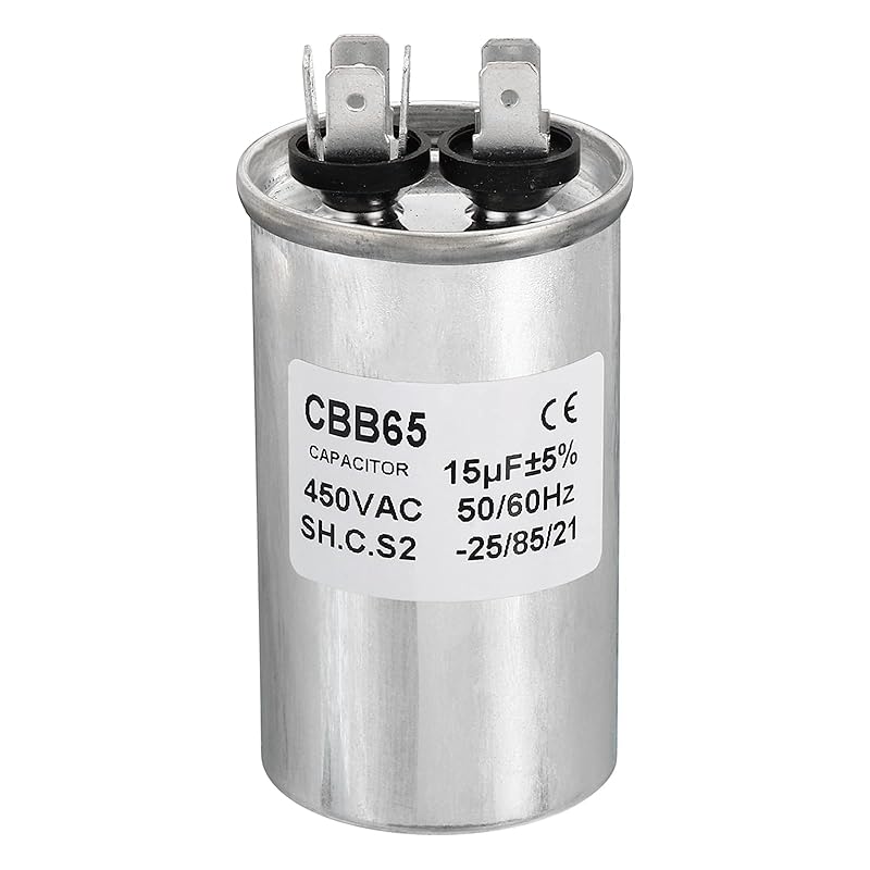 PATIKIL 8uF 8MDF 450VAC Fan Start Capacitor, CBB65 Circular Run Capacitor for Air Conditioner Cool Heat Pump Condenser Straight