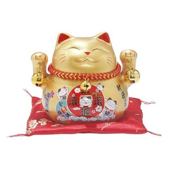 Archnote Maneki Neko Figurine Stylish Piggy Bank Home Celebration Opening Gift Lucky Cat Gold Mini Cute Small Wealth Ceramic Animal Business Feng Shui